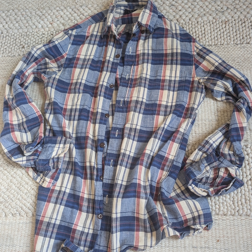 Jcrew Homespun Men's Blue and Red Plaid Shirt